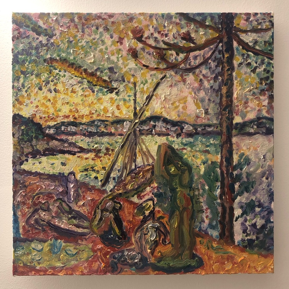 12”x12” Pointallism oil painting
